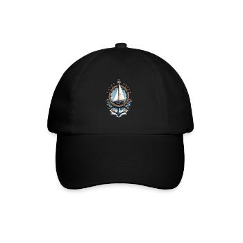 Captain Steering Wheel Anchor Sailboat Adventure - Baseball Cap - black/black - Front