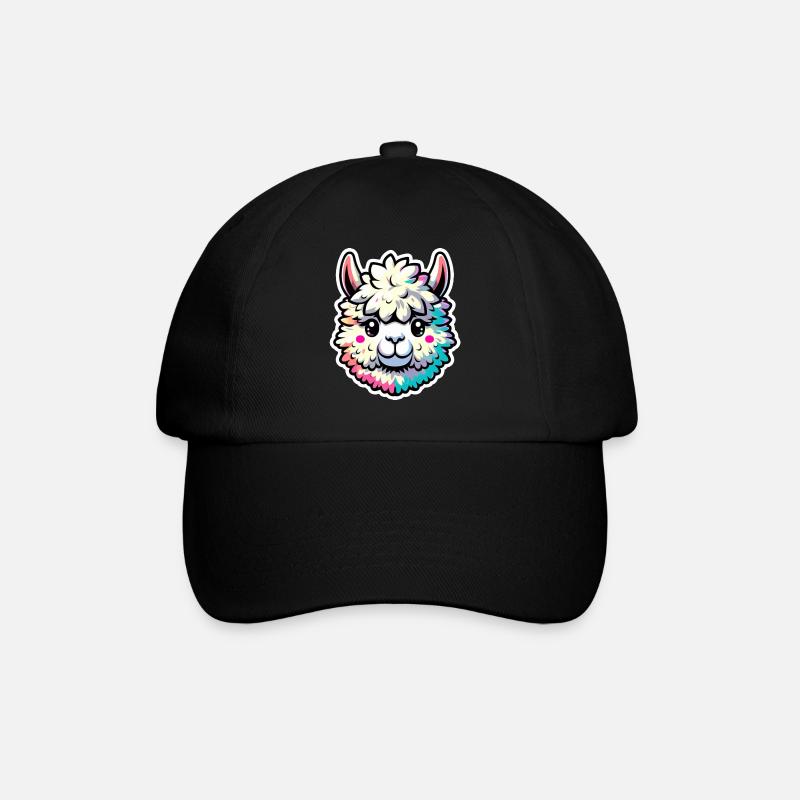 Alpaka Kopf bunt - Baseballkappe - Schwarz/Schwarz