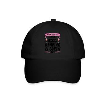 Campen Wein Campingplatz Geschenk - Baseballkappe - Schwarz/Schwarz - Vorne
