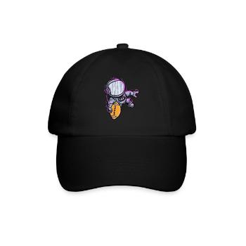 Rugby Fußballer Astronaut Fußball - Baseballkappe - Schwarz/Schwarz - Vorne