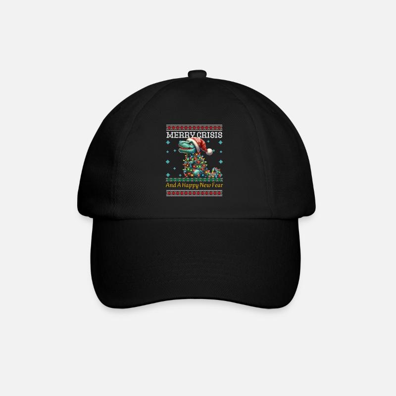 dinosaWeihnachten T-Rex Merry Crisis Ugly Christma - Baseballkappe - Schwarz/Schwarz