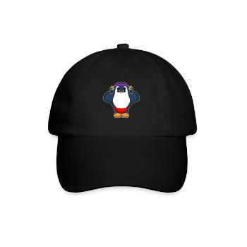 Pinguin Bodybuilder Bodybuilding Sport - Baseballkappe - Schwarz/Schwarz - Vorne