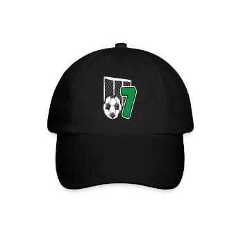 Fußball Geburtstag 7-Jährige Kindergeburtstag - Baseballkappe - Schwarz/Schwarz - Vorne