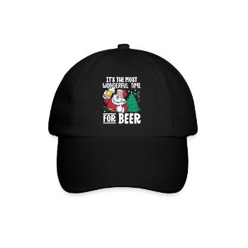 It's The Most Wonderful Time For Beer Santa Christ - Baseballkappe - Schwarz/Schwarz - Vorne
