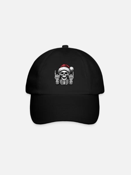 Weihnachtlicher Totenkopf Rockt Den Winter - Baseballkappe - Schwarz/Schwarz