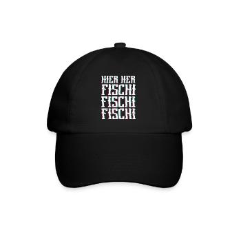 Angeln HIER HER FISCHI FISCHI FISCHI Lustiges - Baseballkappe - Schwarz/Schwarz - Vorne