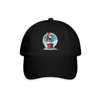 Skateboardender Weihnachtsmann Spaßiger Winter - Baseballkappe - Schwarz/Schwarz - Vorne