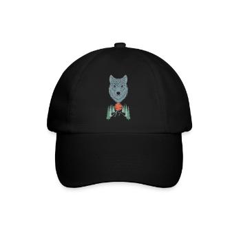love dog head graphic in nature in the forest - Baseballkappe - Schwarz/Schwarz - Vorne