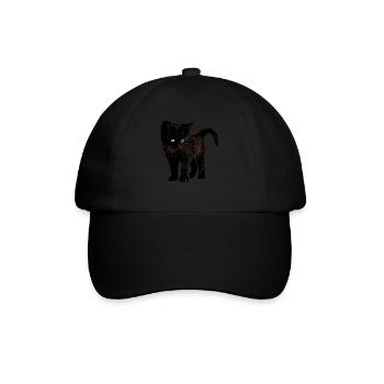 brown cat pet graphic design animal art - Baseballkappe - Schwarz/Schwarz - Vorne