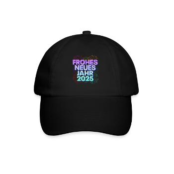 Silvester HAPPY NEW YEAR 2025 Silvester Party - Baseballkappe - Schwarz/Schwarz - Vorne