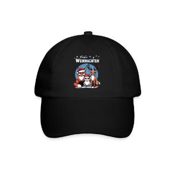 Fuchs Hase und Hirsch wünschen Frohe Weihnachten - Baseballkappe - Schwarz/Schwarz - Vorne