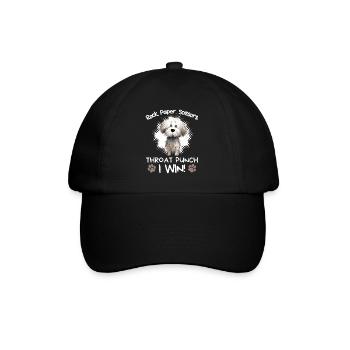 Rock Paper Scissors Throat Punch Bichon Frise Hund - Baseballkappe - Schwarz/Schwarz - Vorne