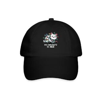 99% Naughty Lustige Weihnachts-Katze Lichterkette - Baseballkappe - Schwarz/Schwarz - Vorne
