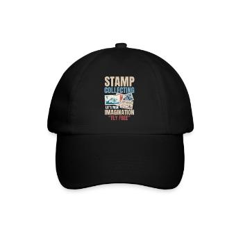 Stamp Collecting Let’s Your Imagination Fly Free - Baseballkappe - Schwarz/Schwarz - Vorne
