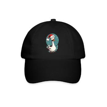 Festliche Ente mit Weihnachtsmütze - Baseballkappe - Schwarz/Schwarz - Vorne