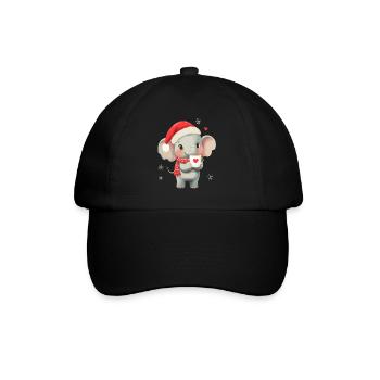 Elefant Kaffee Weihnachten Frauen Männer Kinder - Baseballkappe - Schwarz/Schwarz - Vorne