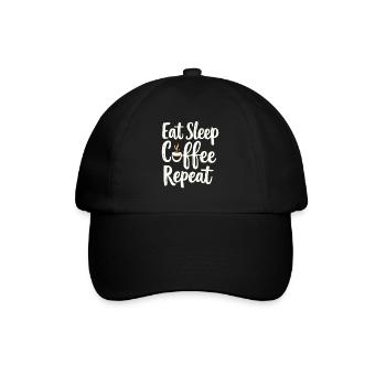Eat Sleep Coffee Repeat Coffee Funny Coffee - Baseball Cap - black/black - Front