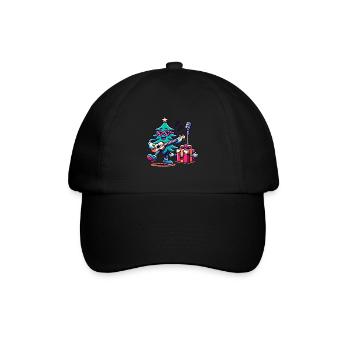 Fröhlicher Weihnachtsbaum Retro Musik - Baseballkappe - Schwarz/Schwarz - Vorne