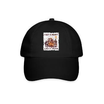 Ich habe ein Herz wie ein Truck - Baseballkappe - Schwarz/Schwarz - Vorne
