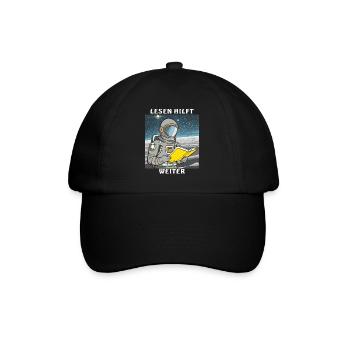 ASTRONAUT BUCH LESEN HILFT WEITER - Baseballkappe - Schwarz/Schwarz - Vorne