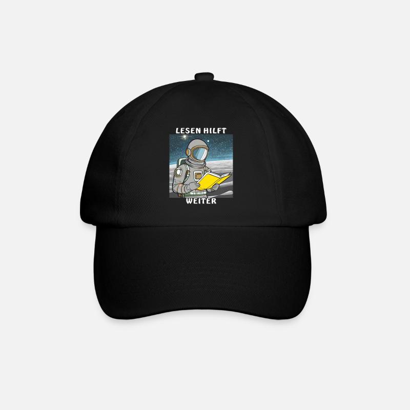 ASTRONAUT BUCH LESEN HILFT WEITER - Baseballkappe - Schwarz/Schwarz