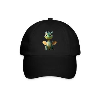 Drache Kleiner Grüner Baby Drache Süße Drachen - Baseballkappe - Schwarz/Schwarz - Vorne