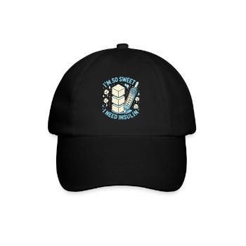 Ich bin so süß, dass ich Insulin brauche - Baseballkappe - Schwarz/Schwarz - Vorne