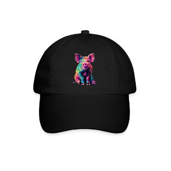 Schwein - Baseballkappe - Schwarz/Schwarz - Vorne