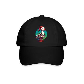 gWeihnachten Lustiger Tollpatsch Gans - Baseballkappe - Schwarz/Schwarz - Vorne