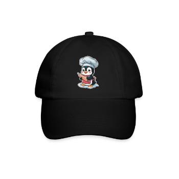 Cute penguin baker with rolling pin - Baseball Cap - black/black - Front
