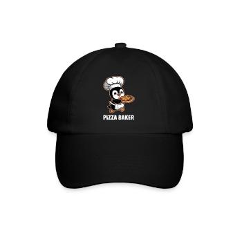 Pizza Baker Penguin Funny Chef - Baseball Cap - black/black - Front