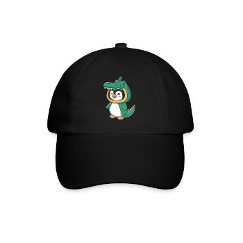 Cute Penguin in Crocodile Costume - Baseball Cap - black/black - Front