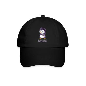 Grinning penguin says very thin cream my friend - Baseball Cap - black/black - Front