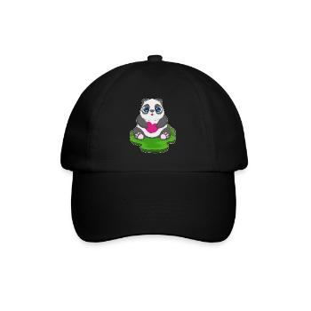 Panda Herz - Baseballkappe - Schwarz/Schwarz - Vorne