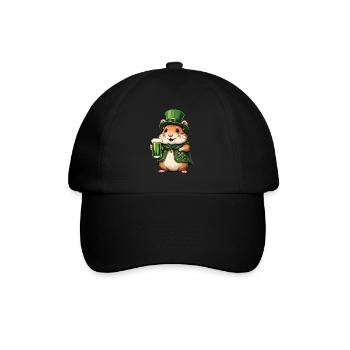 Hamster St. Patricks Day Bier Outfit Hamster - Baseballkappe - Schwarz/Schwarz - Vorne