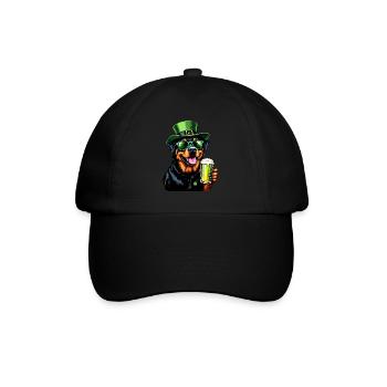 Rottweiler St. Patrick's Day Beer Outfit Dogs - Baseball Cap - black/black - Front