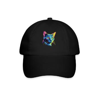 Chat Aquarelle Coloré Bleu Russe - Casquette classique - noir/noir - Devant