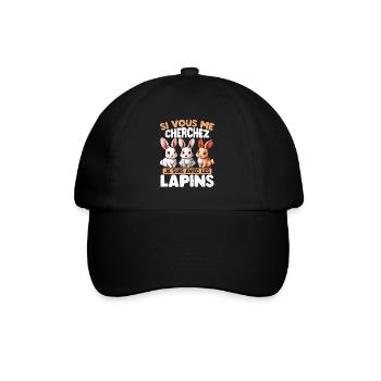 Si vous me cherchez, je suis avec les lapins - Casquette classique - noir/noir - Devant