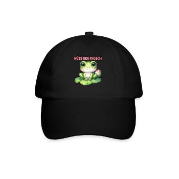 Froschkostüm KÜSS DEN FROSCH Lustiges Faschings - Baseballkappe - Schwarz/Schwarz - Vorne