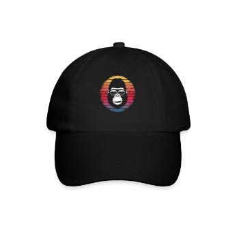 Gorilla mit Sonnenbrille - Retro Vintage Sunset - Baseballkappe - Schwarz/Schwarz - Vorne
