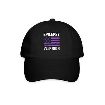 Epilepsie Krieger Lila Band USA Flagge Nervös - Baseballkappe - Schwarz/Schwarz - Vorne