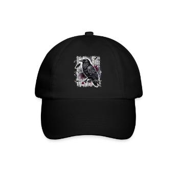 Rabe auf Stacheldraht - Gothic Dark Art - Baseballkappe - Schwarz/Schwarz - Vorne