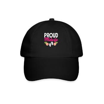 Proud midwife with floral motif - Baseball Cap - black/black - Front