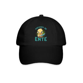 Karneval Enten PSYCHISCH AM ENTE Lustiges - Baseballkappe - Schwarz/Schwarz - Vorne