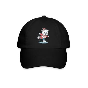 Cute polar bear skating - Baseball Cap - black/black - Front