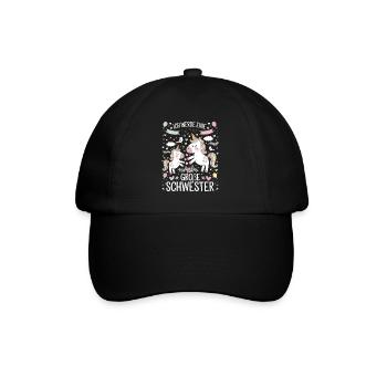 Ich werde eine große Schwester Einhorn - Baseballkappe - Schwarz/Schwarz - Vorne