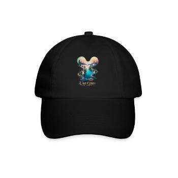 Comer See Ikonische italienische Schönheit Reise - Baseballkappe - Schwarz/Schwarz - Vorne