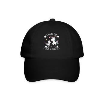 Ich werde eine große Schwester Einhorn - Baseballkappe - Schwarz/Schwarz - Vorne