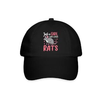 Just A Girl Who Loves Rats - Baseballkappe - Schwarz/Schwarz - Vorne