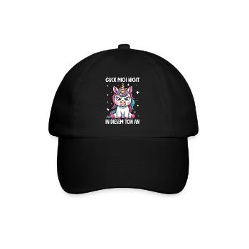 Guck Mich Nicht In Diesem Ton An Einhorn - Baseballkappe - Schwarz/Schwarz - Vorne